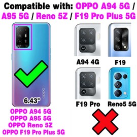 Asuwish Handyhülle für Oppo A94 5G/A95 5G/Reno 5Z/F19 Pro+ Plus Hülle mit Band und Folie Schutzfolie RFID Kartenfach Klappbar Leder Blumen Geldbörse Ständer A 94 95 CPH2211 Wallet Hüllen Case Grün