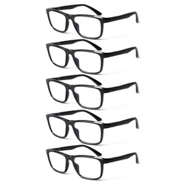 SIGVAN 5 Pack Reading Glasses for Men and Women Blue Light Blocking with Spring Hinge Readers Computer Eyeglasses (5 Black, 4.00, x)