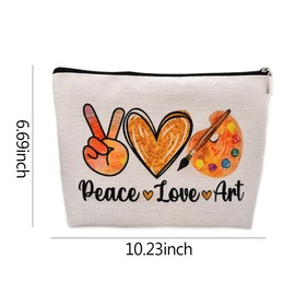 Artist Makeup Bag Gifts for Women Peace Love Art Teacher Gifts Funny Birthday Gifts for Art Lovers Gifts for Girls Artists Woman Cosmetic Bags Painting Supplies Cute Gifts for Mom Daughter Sister