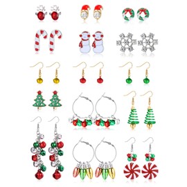Finrezio 8-36 Pairs Christmas Earrings Dangle Drop Earrings Set for Women Girls Christmas Xmas Earrings Christmas Tree Earrings Christmas Garland Santa Earrings Party Gifts