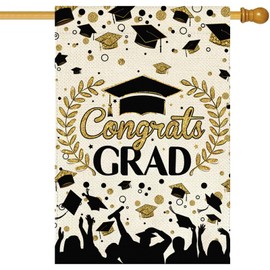 Baccessor Graduation Congrats House Flag Burlap Double Sided Class Of 2025 Congrats Grad Ceremony High School College Diploma Cap Sign Small Flag Yard Outdoor Outside Decoration 28x40 Inch