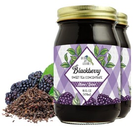 Green Jay Gourmet Blackberry Sweet Tea Concentrate - All-Natural Black Tea - Easy to Prepare & Makes 1 Gallon - Handcrafted in the USA in a Pint Mason Jar - Ideal for Parties & Gatherings - 2 x 16 Ounces