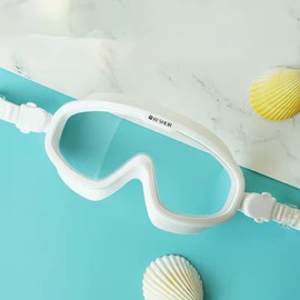 Swimming Goggles, Leak-proof Anti-fog Swimming Goggles with Large Frame, Clear, Fashionable Swimming Goggles for Men and Women (White Transparent)