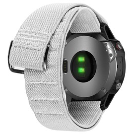 SUDENN Elastic Loop Band compatible with Garmin Watch 18mm 20mm 22mm 26mm Woven Nylon Stretchy G Hook and Loop Strap for Sport Fitness (Light Grey Grey, Width 22mm / Length S)