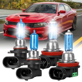 RXTSQI FIT FOR 2011-2014 Dodge Charger,9005 High Beam+H11 Low Beam,400% Bright 5100K White Headlight Bulbs,1:1 Halogen Headlight Bulbs,Upgraded 9005 H11 Combo Bulbs,Plug N Play,4PCS