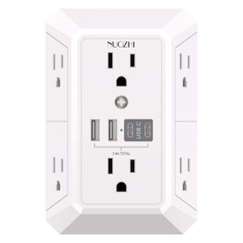 Outlet Extender Surge Protector - NUOZHI 6 Outlet Splitter with 4 USB Ports(2 USB-C), Multi Plug Wall Outlet 1680J Power Strip for Home Office Dorm Room Essentials, ETL, White