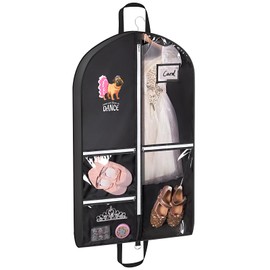 Univivi 40" Prints Dance Costume Garment Bag Kid Portable Garment Bag for Dance Competitions with 5 Clear Pockets and Handles,Blcak Dance Clothes Bag with ID Pocket