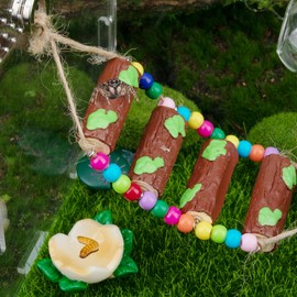 GAGILAND Jumping Spider Rope Bridge Kit Feeding Dish with Tweezer DIY Resin Climbing Suspension Bridge Jumping Spider Platform Enclosure Accessories for Decorating Small Reptile Enclosure