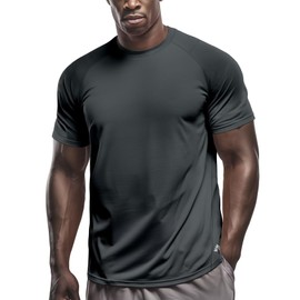 Zengjo Men's Running Shirt Quick Dry Moisture-Wicking Athletic T-Shirt for Workouts Gym Training Lightweight Performance Tee(Dark Gray,Medium)