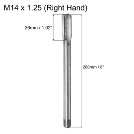 uxcell Metric Thread Tap M14 x 1.25 H2 200mm Extra Long Straight Flute Screw Thread Milling Machine Taps Threading Tapping Repair Tool