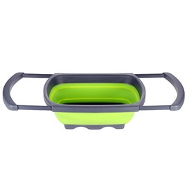 Alnicov Silicone Collapsible Colander,Colander Strainer Over The Sink Vegetable/Fruit Colanders Strainers with Extendable Handles for Pasta Vegetables Fruits Green
