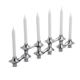 nambe Cortina Hinged Candelabra | Metal Candle Holder for Six Candles | Silver Candlestick Holders for Taper Candles | Table Centerpiece for Christmas, Thanksgiving, Dinner Party, Wedding, Table
