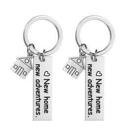 Pack of 2 New House Adventure Key Chain Gift House Warming Key Chain Ornaments, Silver / black