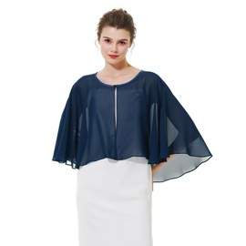 BEAUTELICATE Women's Shawl, Wedding Stole, UV Protection, Bolero, Wedding, Shawl, Thin, Cover Your Body, Dress, Parties, Invitations, Concerts, Receptions, Cooling Countermeasure, Short Style Navy