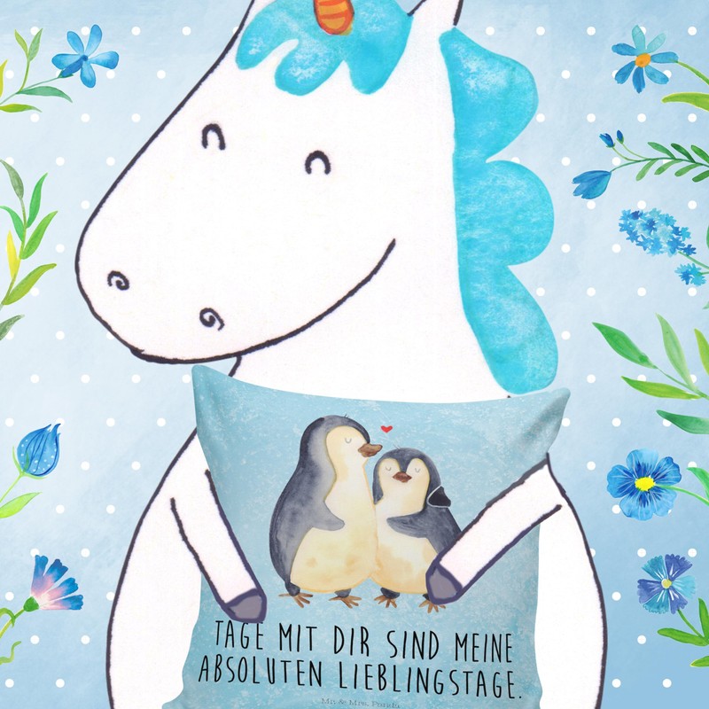 Mr. & Mrs. Panda Hugging Penguin Cushion - Gift, Wedding