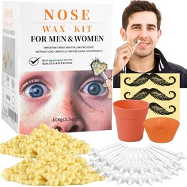 CoFashion - Kit de depilación de cera nasal | 3.53 oz de cera, 30 aplicadores (15-30 usos), sin dolor, rápido y fácil para hombres y mujeres, 15 prote