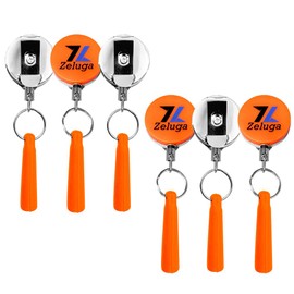 Zeluga 25-514 6pcs Retractable Pull Pen Pencil Holder with 26'' Steel Pull Wire, Elastic Silicone Lanyard Pen Holder, Orange