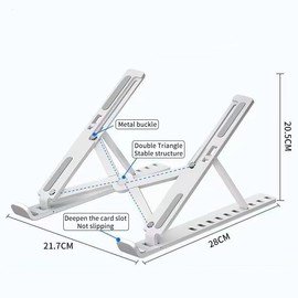 Lightweight Aluminum Laptop Stand,Portable & Foldable with Ergonomic 6-Height Adjustable Computer Stand, Compatible with Air, Pro, Dell, HP, Lenovo More 10-15.6" Laptops (Silver White)