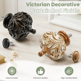 Double Curtain Rods for Windows 72 to 144 Inches, 1 Inch Diameter Heavy-duty Adjustable Double Curtain Rods, With Classic Decorative Finials for Bedrooms and Living Rooms.Bronze
