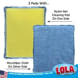 Lola Products Microfiber & Nylon Net Sponges, 2 Included, Dual Sided Nylon Net Sponge Pads, Non-Scratch, 2-Sided Cleaning Sponge Pads, 24 Pack Combo