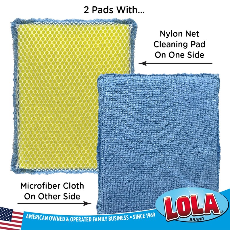 Lola Products Microfiber & Nylon Net Sponges, 2 Included, Dual