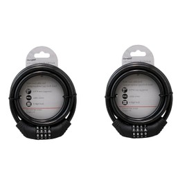 4 ft Flexible Steel Combination Bicycle Lock with Self-Setting Mechanism, 8mm Thick with PVC Cover, 4-Digit Resettable Code - Multi-Purpose Security Cable for Scooters, Chairs, BBQs (2, Black)