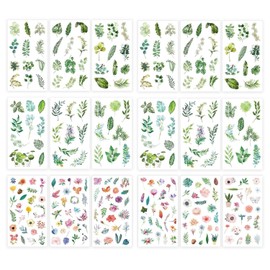 GTYHH 12 Sheet Stickers and 6 Flower Stickers, Plant Stickers, Can Be Used To Decorate Scrapbooks, Notebooks And Gift Wrapping