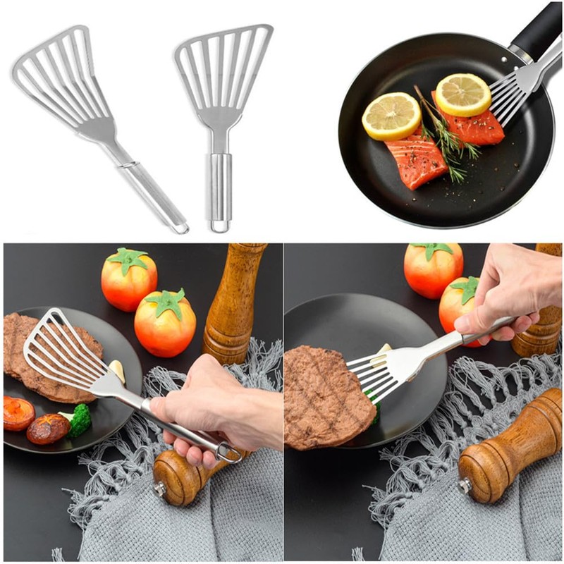 2Pcs Fish Spatula Stainless Steel Combo,Upgrade Metal Spatula, Premium Kitchen