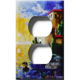 SnazzySwitch Tuscan Sunset Decorative Outlet Cover - Single Duplex Receptacle Wall Plate