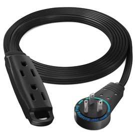 Maximm 360 Degree Rotating Flat Extension Cord 10 Ft Multi 3 Outlet Power Cord Grounded 16 AWG UL Certified, Black