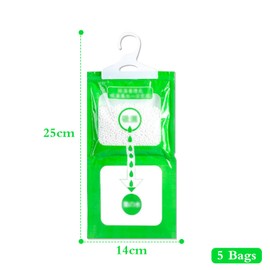 Xiqiggi 5 Packs Moisture Absorber, 80 g Moisture Absorber, Dehumidifier Wardrobe Bags for Hanging, Dehumidifier Bags, Anti-Mould Hanging Dehumidifier, Moisture Resistant