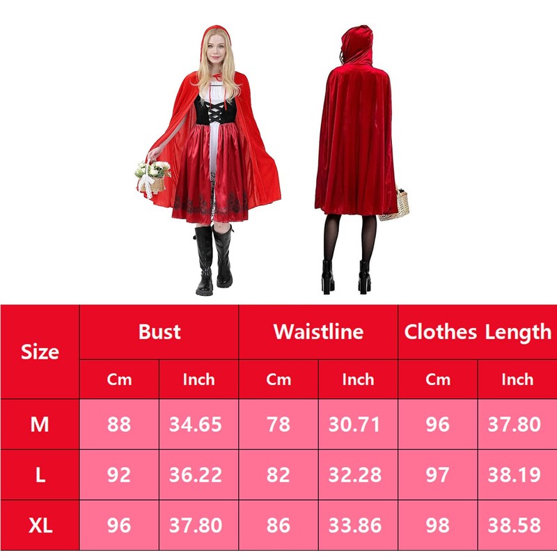 Anraocoss Carnival Red Riding Hood Costume Women's XL