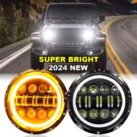 CHUSYYRAY Newest 7" Round Led Headlight Hi-Lo for Jeep Wrangler JK LJ TJ for Chevy C10 C20