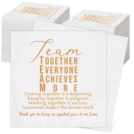 Kosiz 200 Pack Team Appreciation Napkins Gift Inspirational Employee Office Paper Napkins 3 Ply Disposable Papers for Coworkers Volunteer Thank You Party Dinners Events Decor, 4.5 x 4.5 Inch