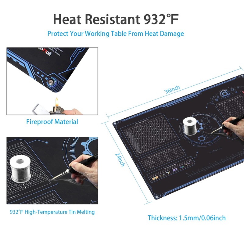 KooMall 36x24 Inch Anti Static Rubber Mat Kit for ESD