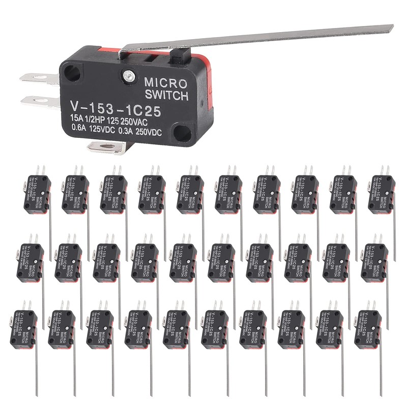 DWEII 10Pcs Lead Limit Switch Long Straight Hinge Lever V-153-1C25