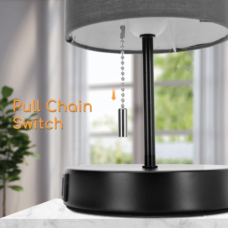 Aigostar Bedside Lamp with 2 USB Charging Ports, E27 Table