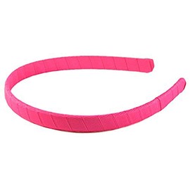 Q-YO Grosgrain/Satin Ribbons Wrapped Headbands For Girls DIY Craft (5pc 1/2" Grosgrain Ribbon Wrapped Headbands-Shocking Pink)