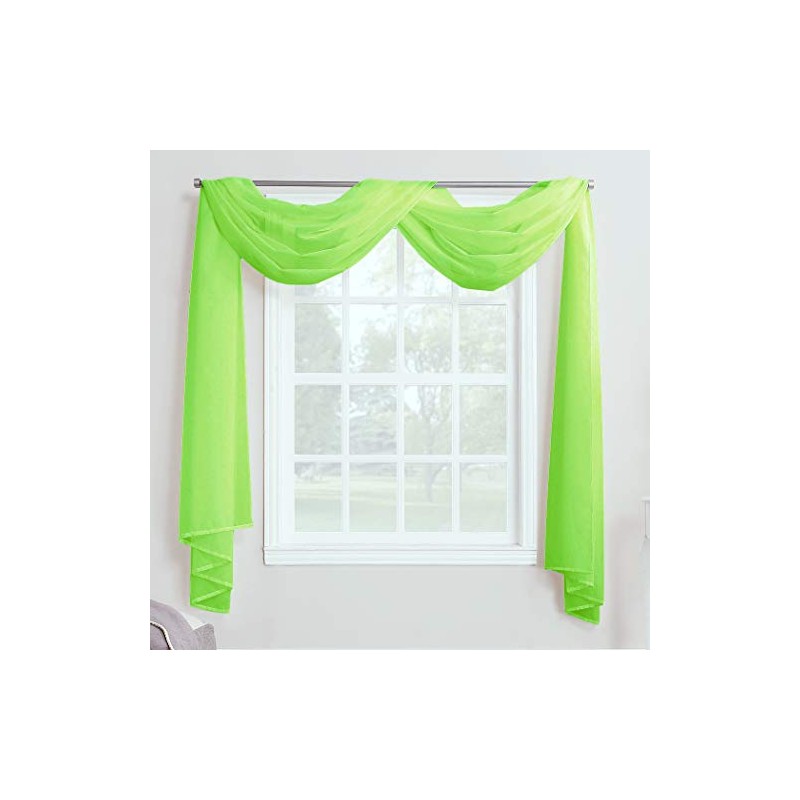 Megachest TAILORED VOILE WINDOW SCARF PELMET (moss, 56"X118"X1 Panel)