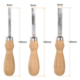 sourcing map Leather Edge Bevelers 4mm 6mm 8mm Wide Mouth Stainless Steel Skiver Leather Tool Leather Edge Skiving Beveler with Wood Handle for Leather Edger Trimmer Cutting Thinning Crafting
