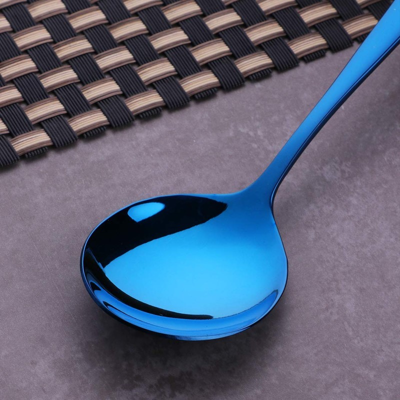 SBOMHS Soup Spoons Set of 8 Round Spoons Bouillon Spoons