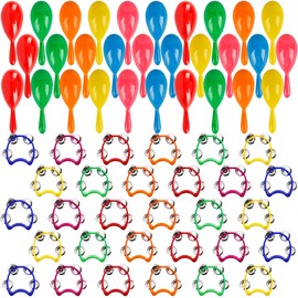 60 Pcs Shaker Musical Instruments Set including 30 Plastic Handheld Tambourine 30 Mini Maracas Shakers for Kids Adults Preschool Early Music Learning Toy