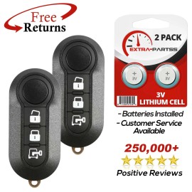 Extra-Partss 2 Remote Keyless Entry Fob Replacement Uncut Key Blade For Dodge Ram (RX2TRF198)