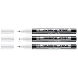 EDDING Set of 3 Marker Pens for Colour 792 White Extra Fine Tip 0.8mm