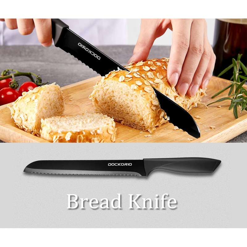 Dockorio Kitchen Knife Set with Block, 19 PCS High Carbon