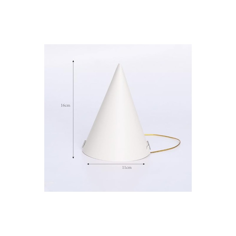 JIHUOO 30 cappelli a cono di carta bianca, per feste