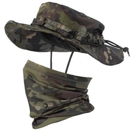 CAMOTER Camo Boonie Sun Hat with Face Mask UV Protection Fishing Hat Bucket Hat for Hunting Hiking Military Tactical Safari