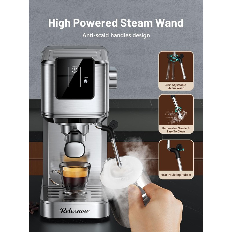 RELEXNOW Espresso Machine, 20 Bar Professional Espresso Coffee Maker with