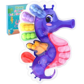 hopihy Colour Sorting Sensory Toy Fidget Toy for Sorting Colours, Seahorse Shape, Anti-Stress Toy, Montessori Toy, Baby Sorting Game for Counting, Sorting, Colours, Learning