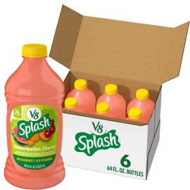 V8 Splash Watermelon Cherry Flavored Juice Beverage, 64 fl oz Bottle (6 Pack)